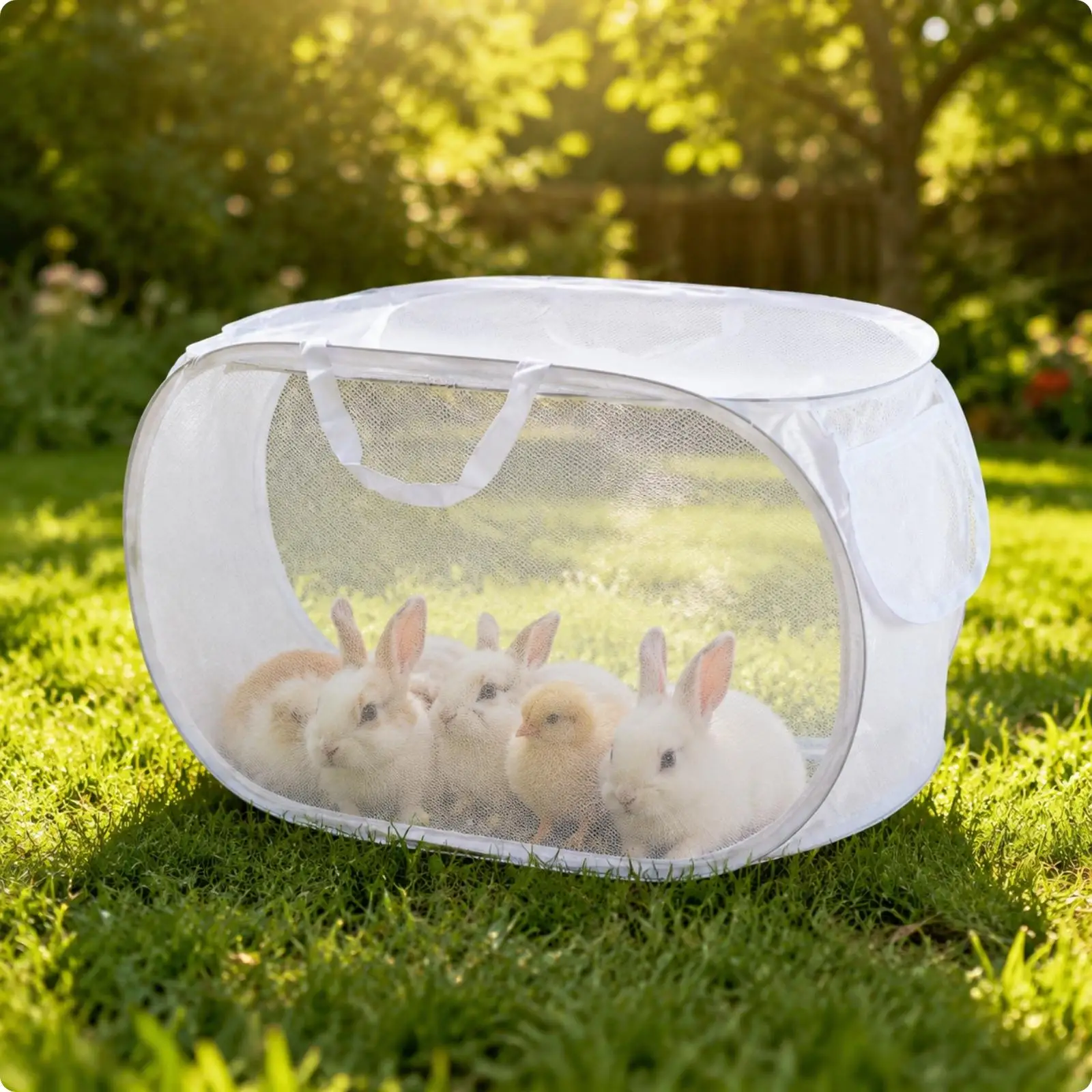 Portable Pet Enclosure Outdoor Foldable Dog Playpen Mesh Chicken Fence for Small Animals Modular Cage