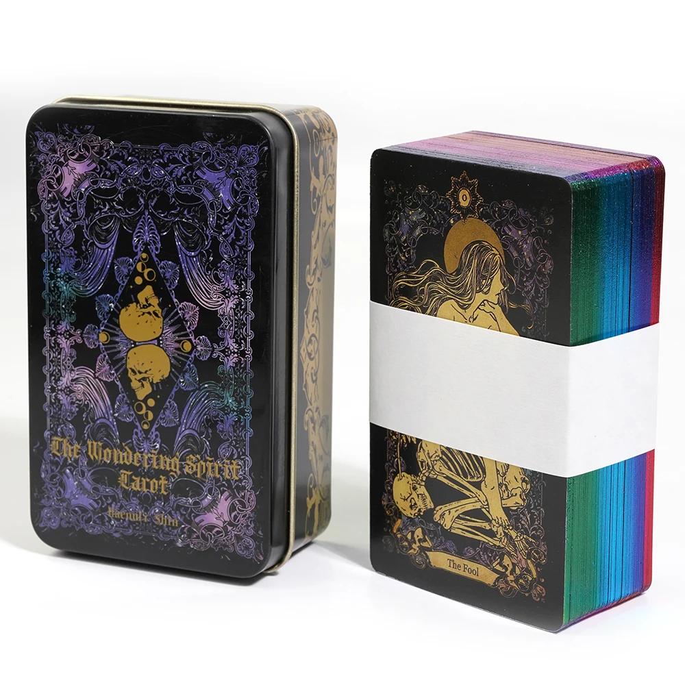 The Wandering Spirit Tarot Storage Box Metal 78 Pcs Tarot Cards In a Tin Box Edition for Beginners Divination Tools Fortune Tell