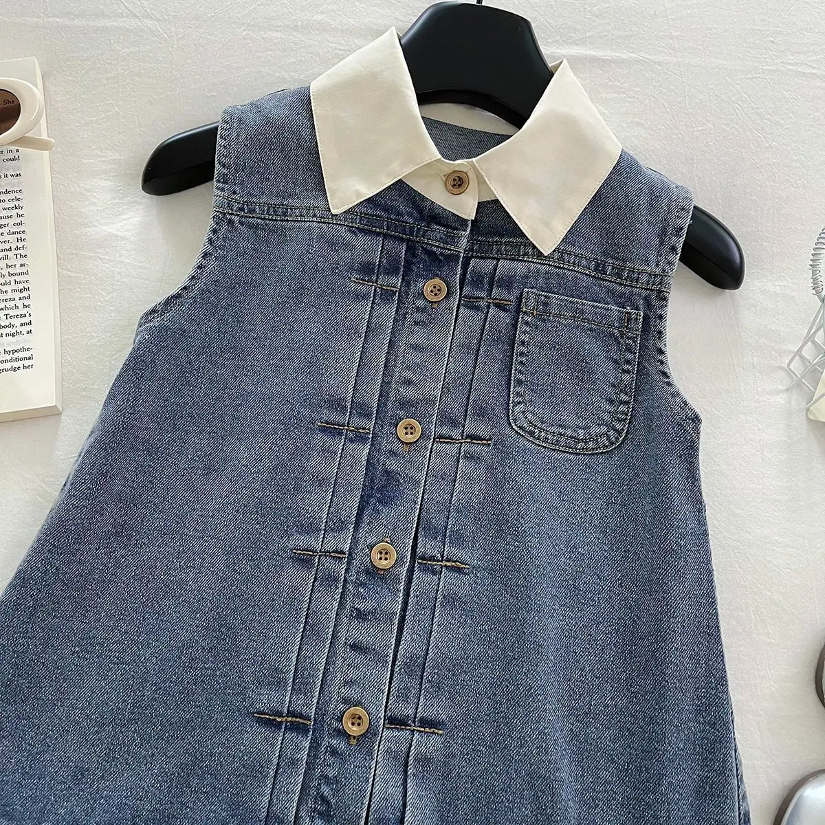 Summer 2026 Girls' New Sleeveless Dress Popular Female Treasure Korean Denim Vest Skirt Children's Long Skirt