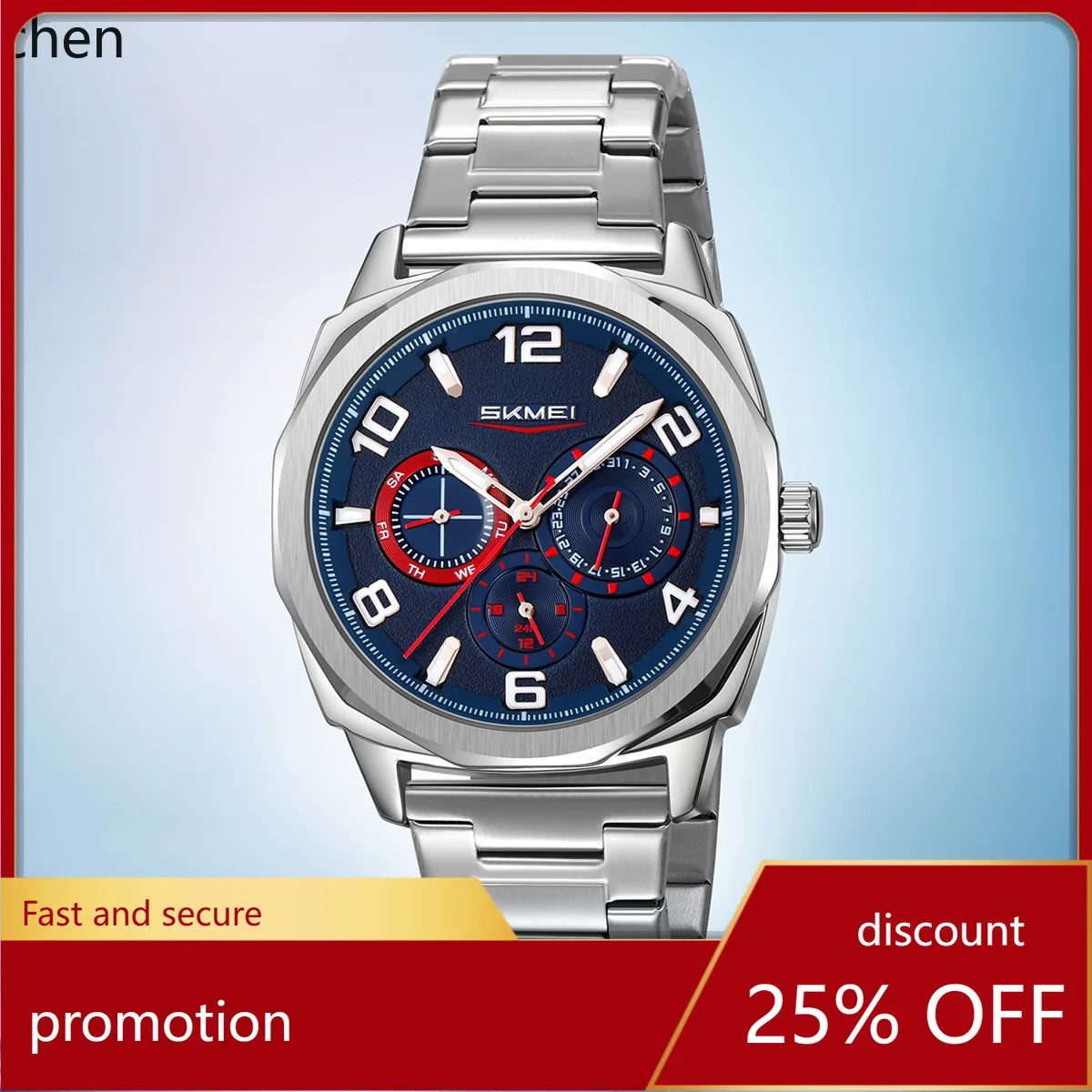 

Zml watch calendar 24 hours multifunctional men watch steel band watch