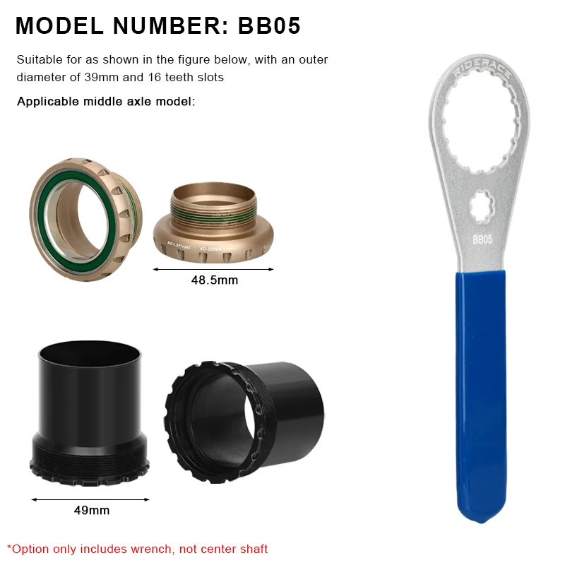 RIDERACE Bicycle Bottom Bracket Wrench Removal Tool Bike BB Remover 39/41/44/46/49mm For Shimano BBR9000 SRAM IXF DUB BSA30