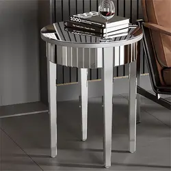 LUVODI Modern Silver Mirrorred Side Table Round Accent Table for Living Room, Bedroom, Sofa Couch Side