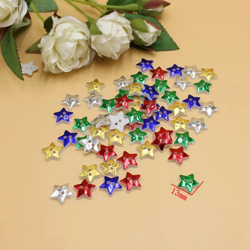 Botones con forma de estrella de Navidad, manualidades, decoración de álbumes de recortes, 100 unids/lote, 13mm