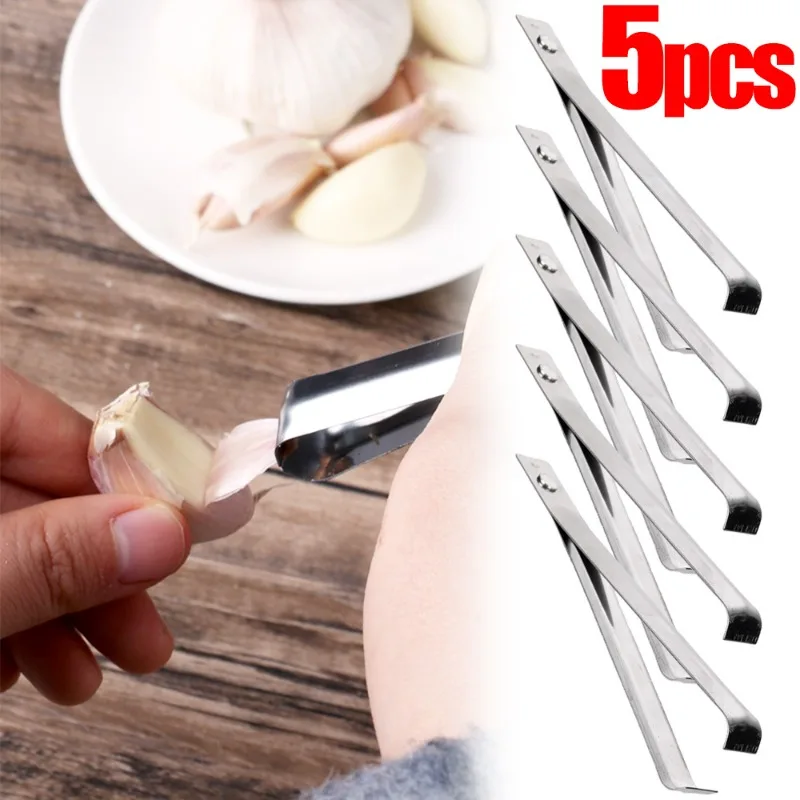 1/5 stücke Peeling Knoblauch Clip Edelstahl schnell Knoblauch Peeling Werkzeug Schwein Haar Zupfen Clip Home Küche Gadget manuelle Pinzette