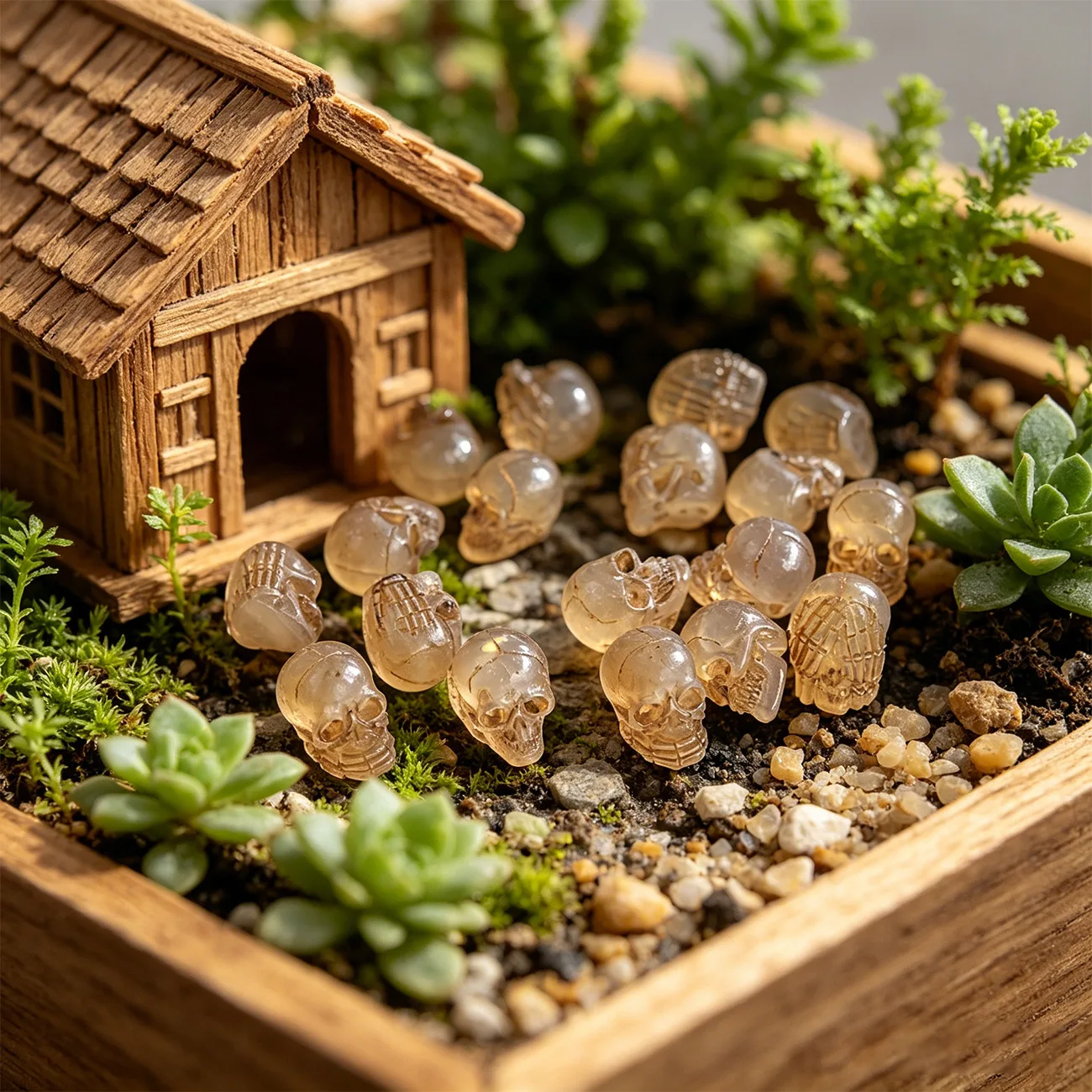 Set of 20 luminous skull resin handicraft ornaments Antique skull micro-landscape ornaments Potted plant ornaments