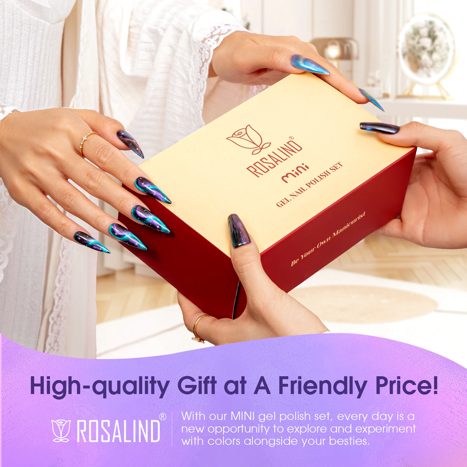 ROSALIND 20-Farben-Cat-Eye-Gel-Nagellack-Set, Soak Off Hybrid Semi Permanent Gel Lacke Base Top Coat Nail Beauty