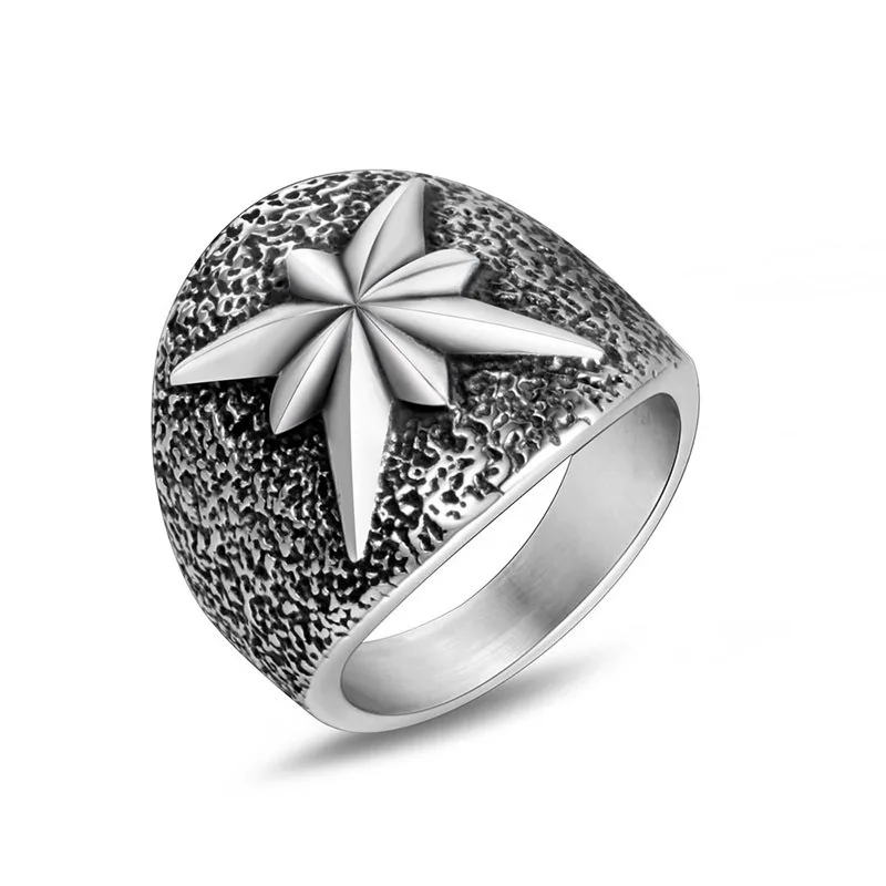 

Accessories Wholesale, Retro Fashion Titanium Steel Ring Men, Star Anise Flower Ring Hipster Accessories Ring Children SA1038