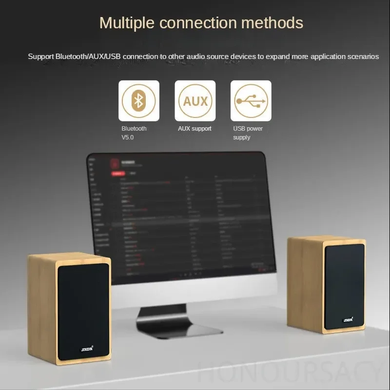 Desktop Computer Subwoofer HIFI Shock Super Large Heavy Bass Bluetooth Speaker Wooden Audio Volume Computer Game Stereo SoundBox