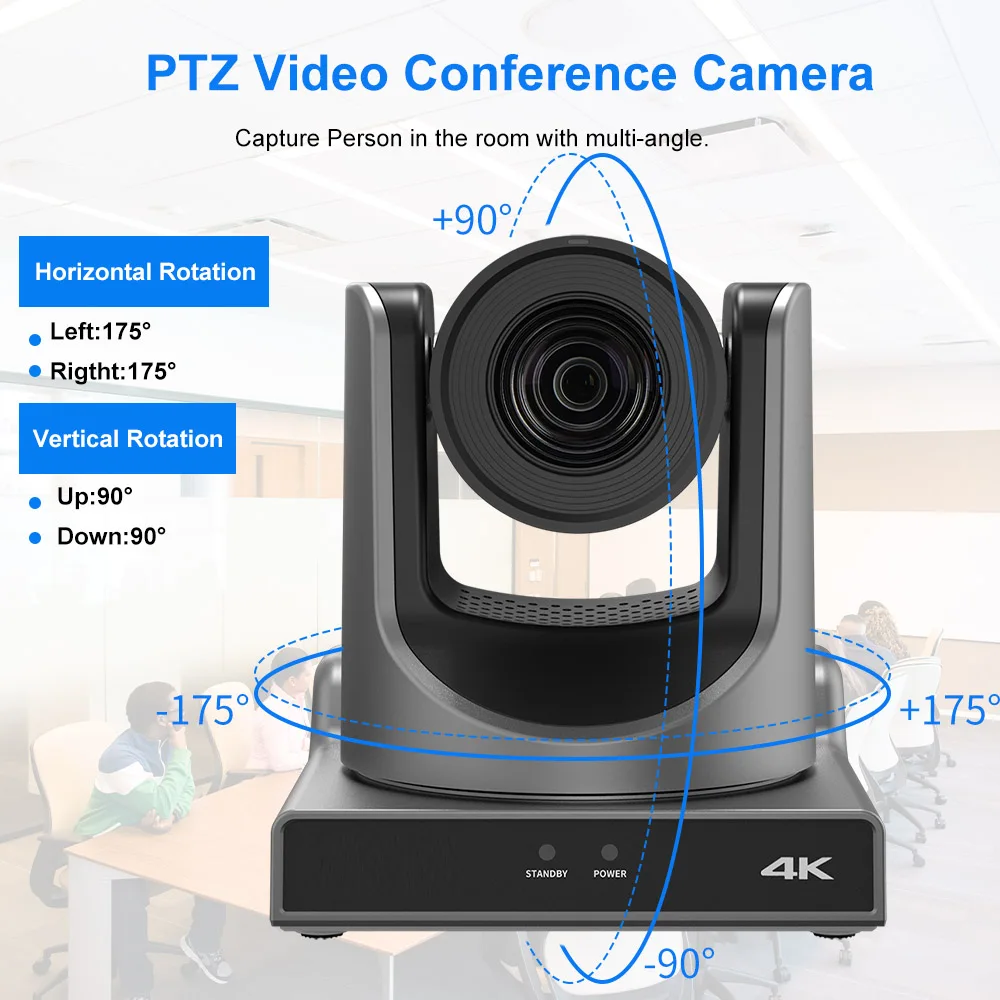 4K PTZ NDI Camera 60fps 12X 20X Zoom AI Auto Tracking Ptz Camera with PoE HDMI/SDI/USB/IP Live Streaming Camera for Youtube ,Obs