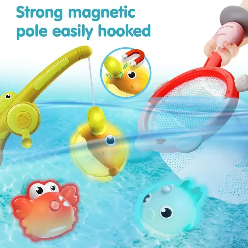 Children Bathing Playing in The Water Bathroom Toys Glowing Animals Fishing Rods Fishing Toys Baby Gifts Brinquedos Para Banho