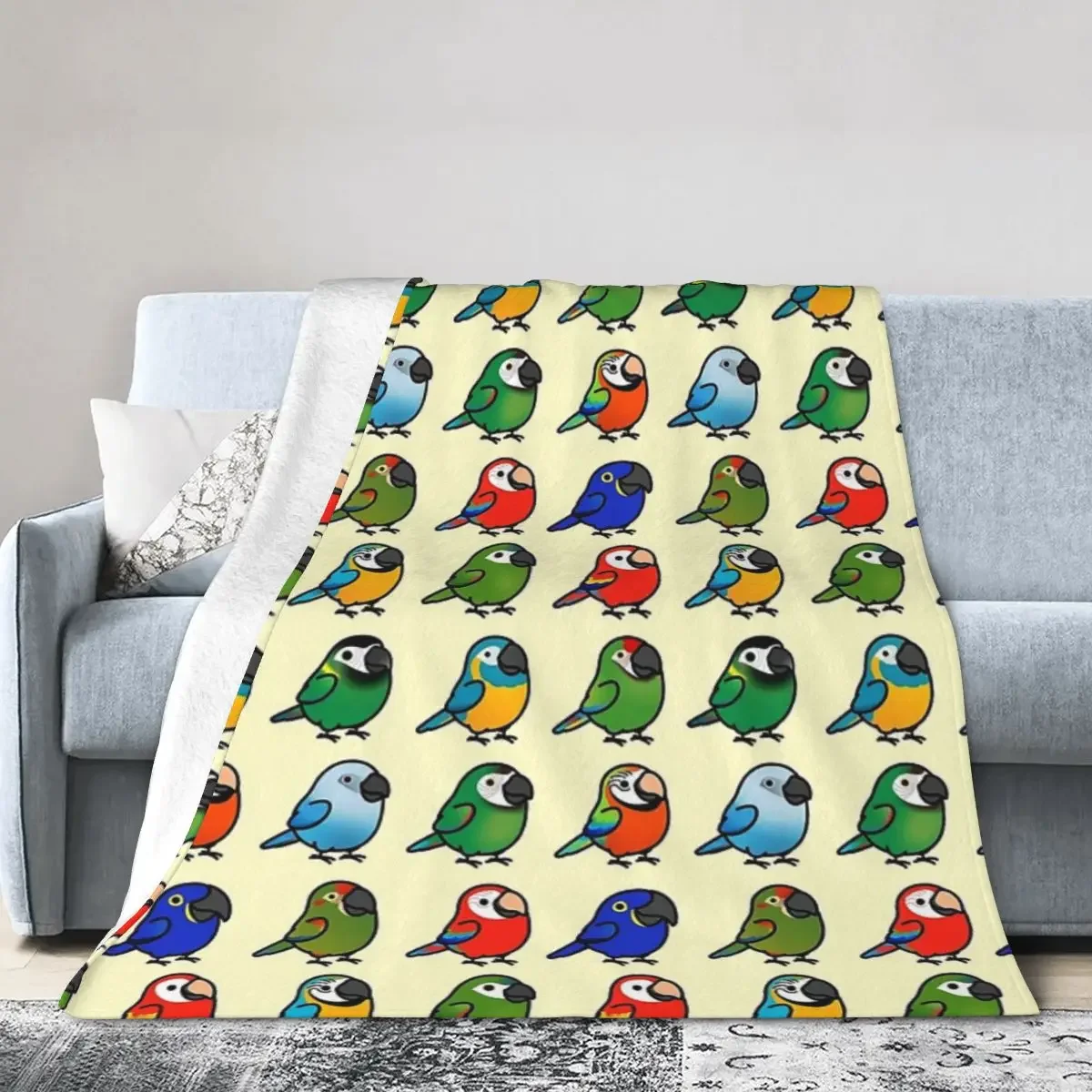 

Chubby Macaw Collection Blankets Soft Warm Flannel Throw Blanket Plush for Bed Living room Picnic Travel Home Couch