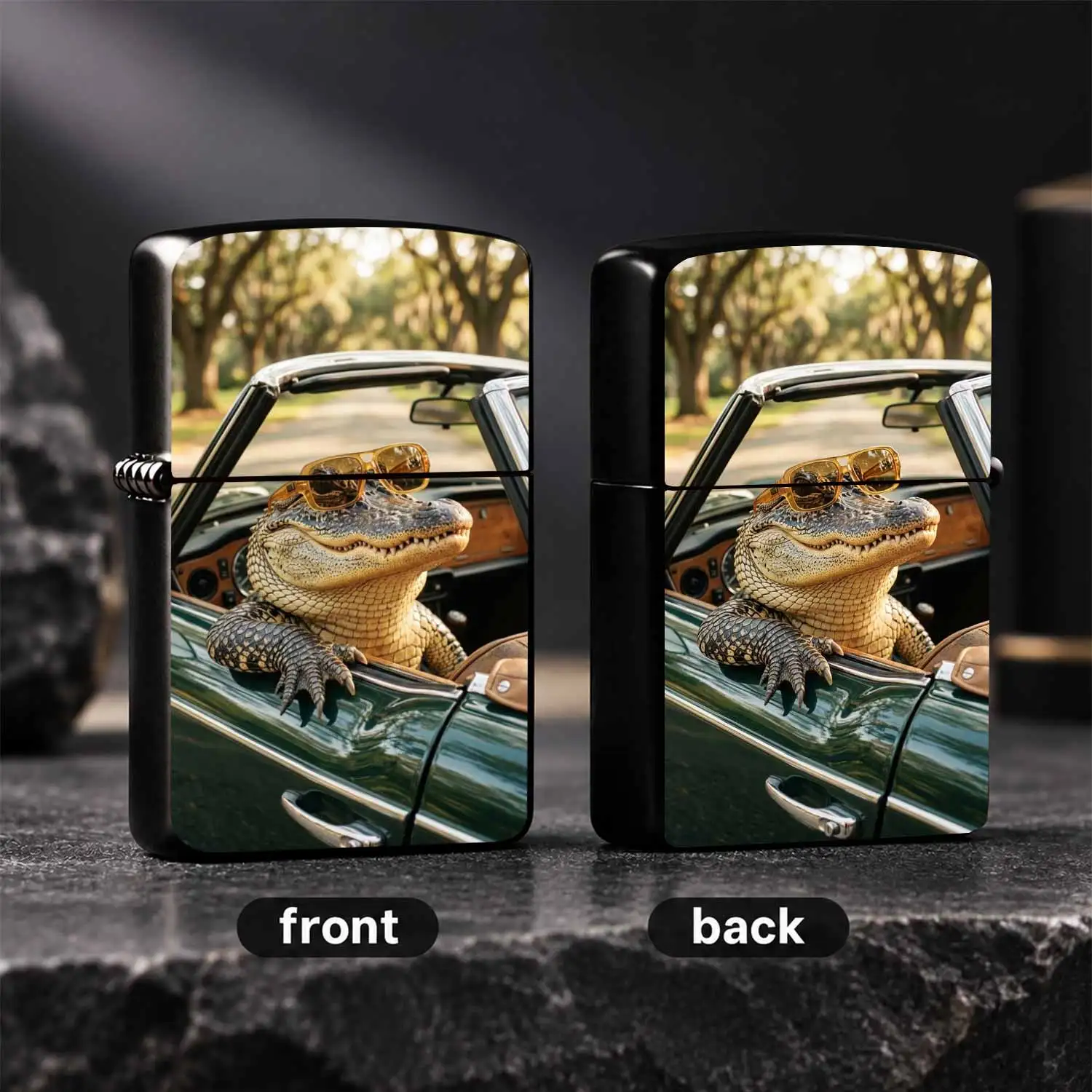 Novelty Fun Alligator Wearing Sunglasses Driving Convertible Lighter, Chic Unique Portable Decorative Accessory for Daily Use, Ideal Whimsical Gift for Friends, Family and Hobbyists on Any Occasion A Humorous And Interesting Lighter