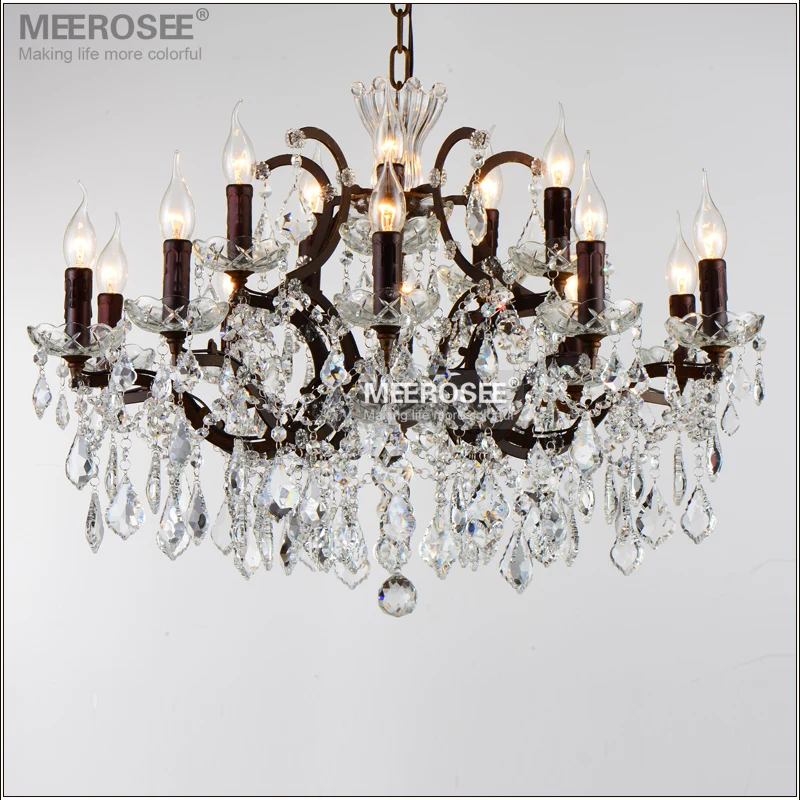 

Meerosee Modern Crystal Loft Chandelier Light Retro Rustic Pendant lamp Fixture 15 Arms Hanging Drop Lamp for Home Living Room