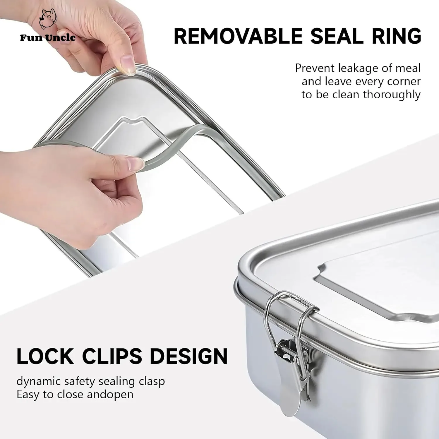 304 Stainless Steel Bento Box Double Layer Compartment Student Lunch Box Leak Proof American Style Airtight Food Container