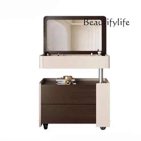 X35 Modern Simple Bedroom Lift Bedside Table Dresser Multi-functional Storage Flip Cover Makeup Table Integrated