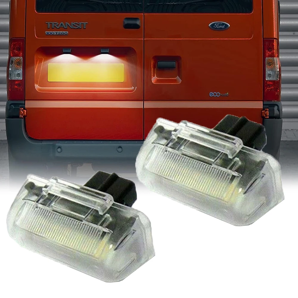 2Pc LED License Number Plate Light For Ford Transit MK4 MK5 MK6 MK7 1985-2013 For Ford Transit Connect 2002-2013 OEM#4388111