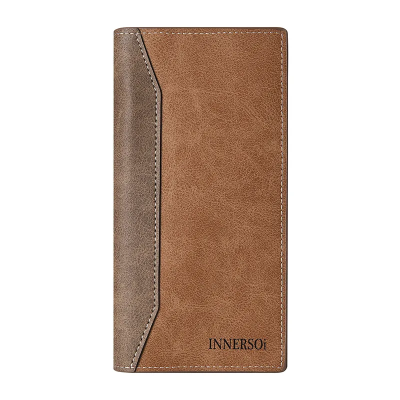 Mode Long sac à main givré épissage portefeuille en cuir PU affaires hommes Long portefeuille multifonction grand portefeuille sac mâle