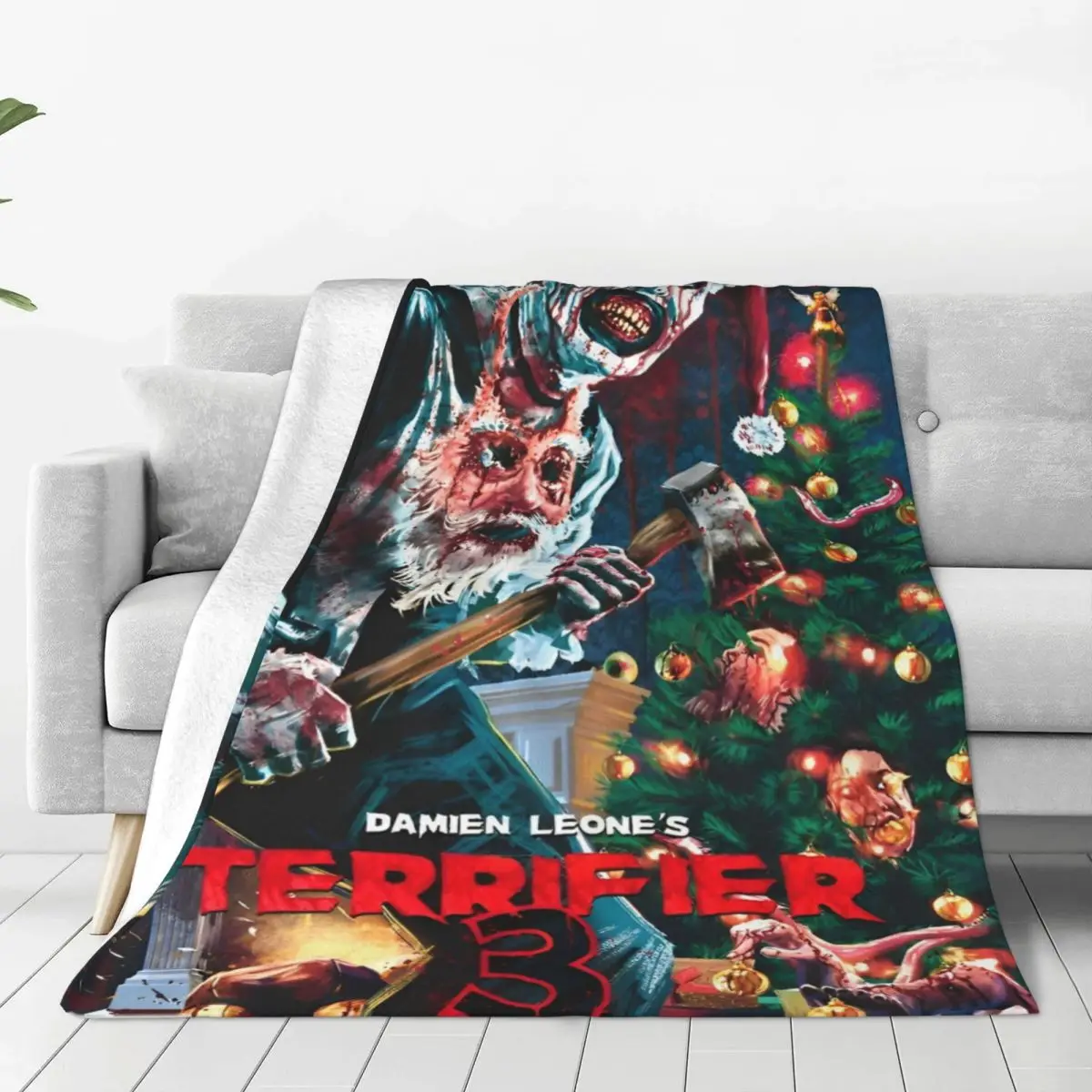 Terrifiers Blanket Christmas Warm Soft Graphic Plush Throw Blanket For Living Room Picnic Flannel Bedspread Bed Cover