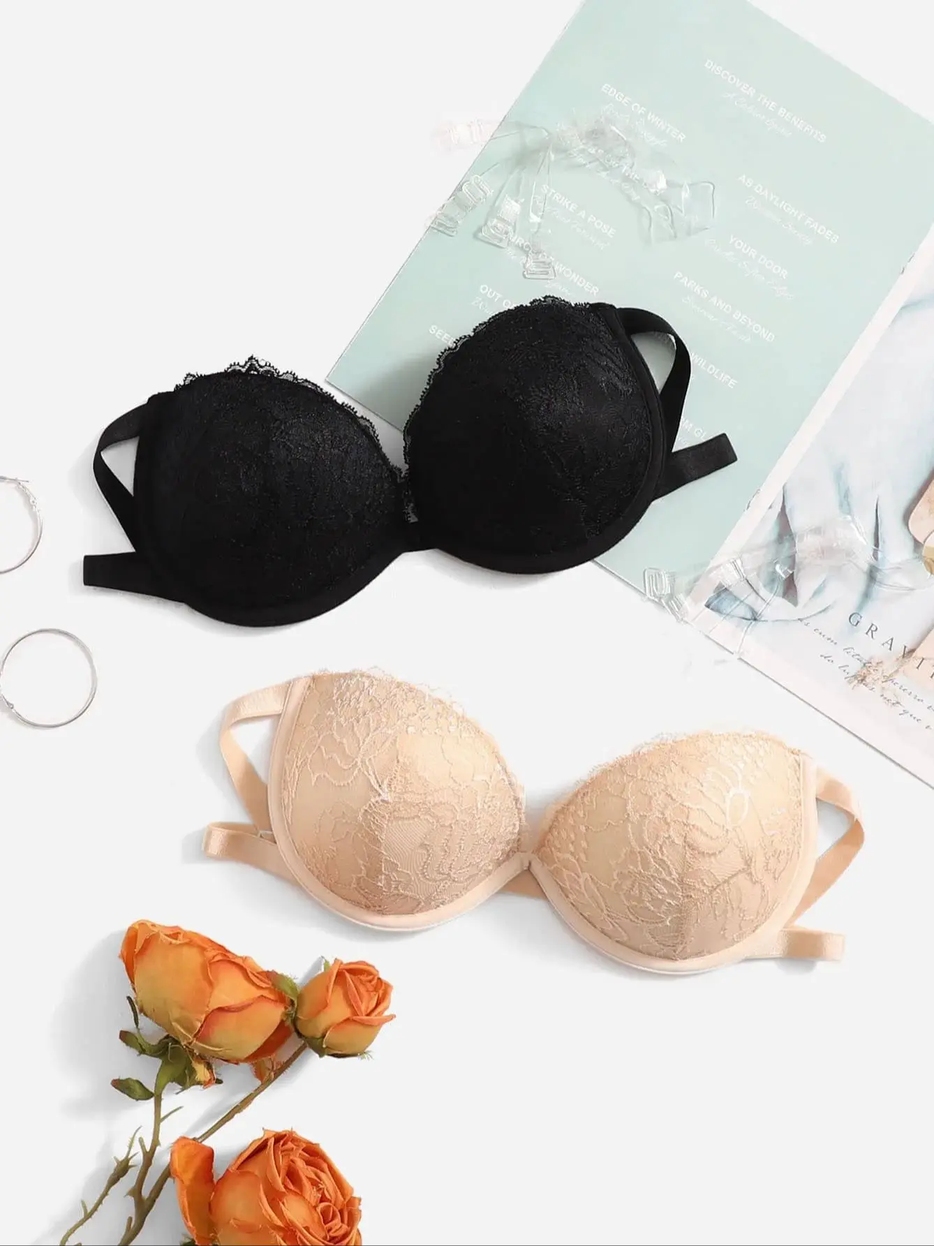 Viomisha 2Pcs Sexy Push Up Bra Women Invisible Bras Underwear Lingerie For Female Brassiere Strapless Seamless Bralette