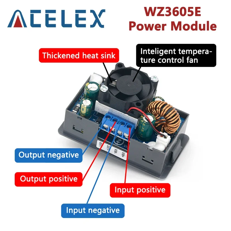 WZ3605E DC DC Buck Boost Converter CC CV 36V 5A Power Module Adjustable Regulated laboratory power supply Voltmeter ammeter