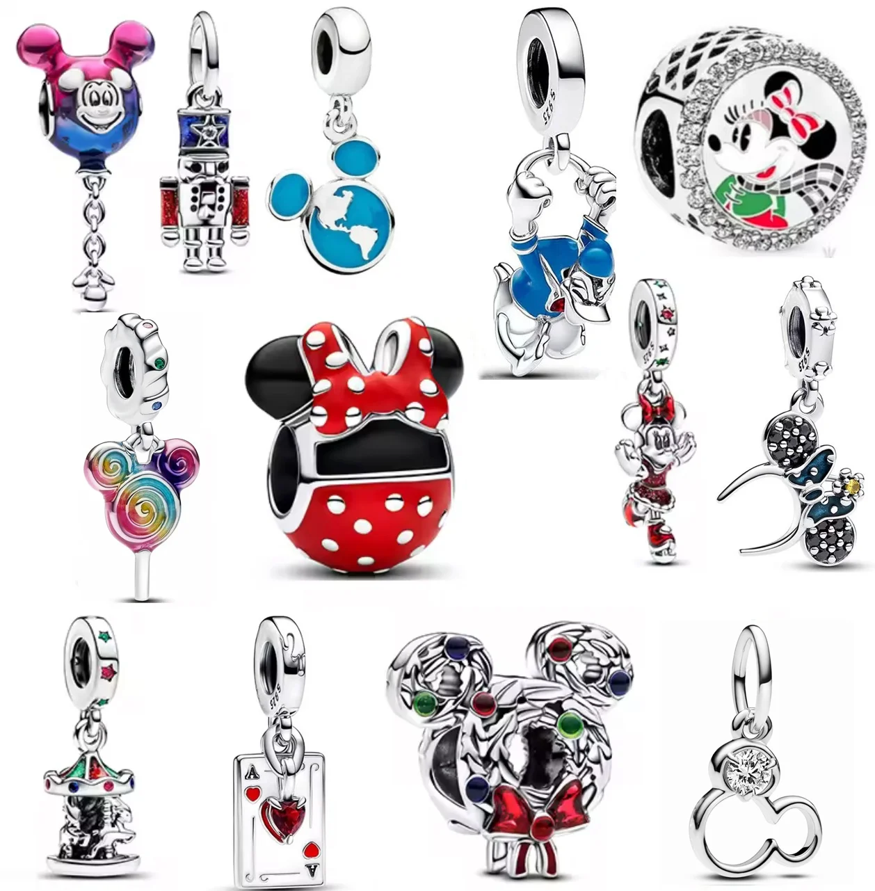 New Diy 925 Sterling Silver Plated  Mickey Pandora Bead Fit Original European Charm Bracelet Necklace For Women Fashion Gift