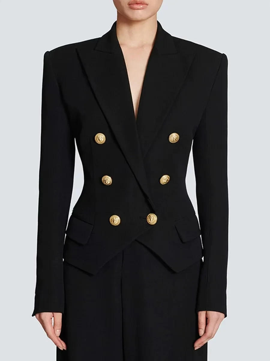 الراقية أنيقة سوداء قصيرة البدلة سترة المرأة الخريف الربيع 2025 مكتب سيدة سليم صالح البدلة السترة معطف الملابس الكورية الشعبية