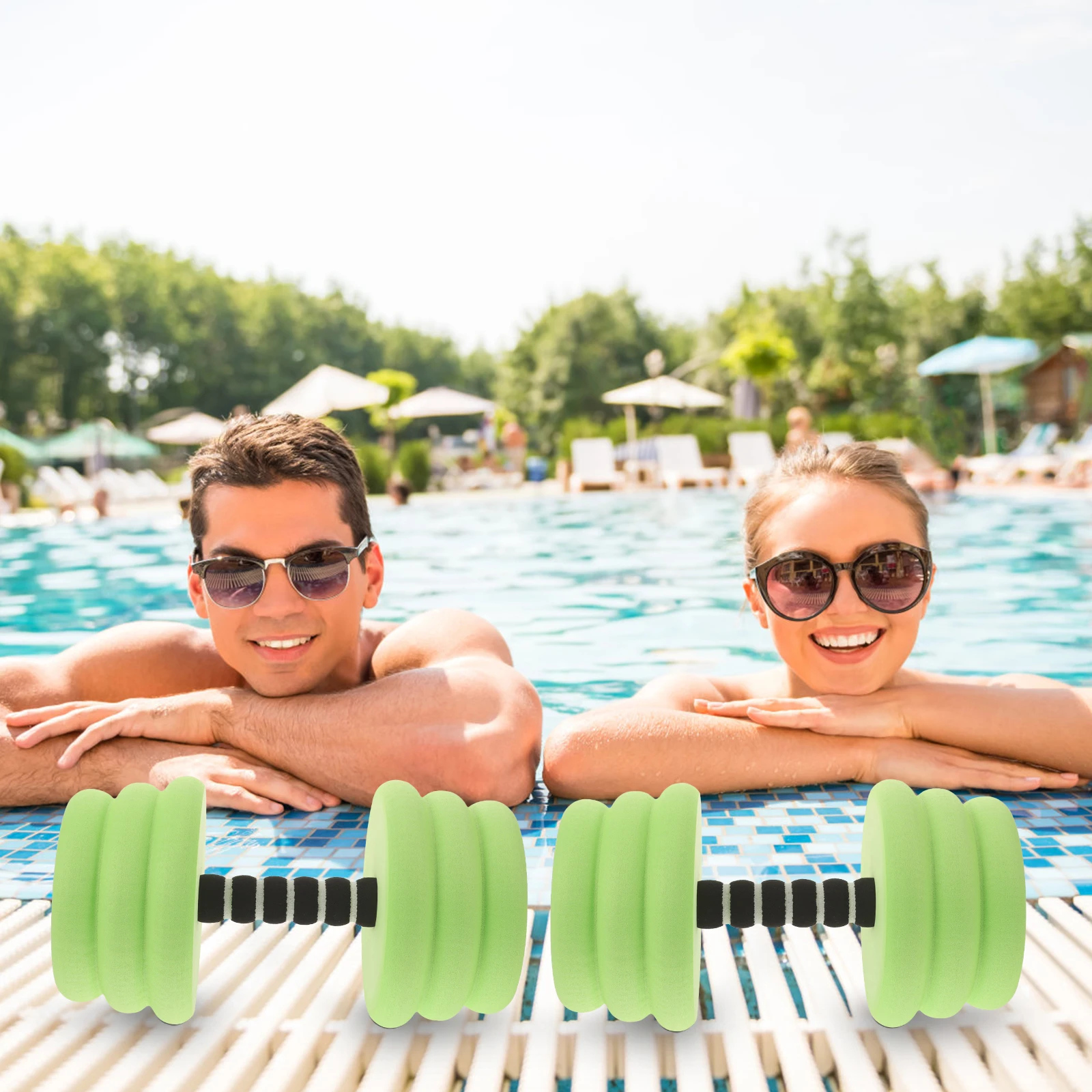 

EVA Floating Dumbbells Green Water Aerobics Equipment Pool Exercise Weights for Adults Fitness Training Stability