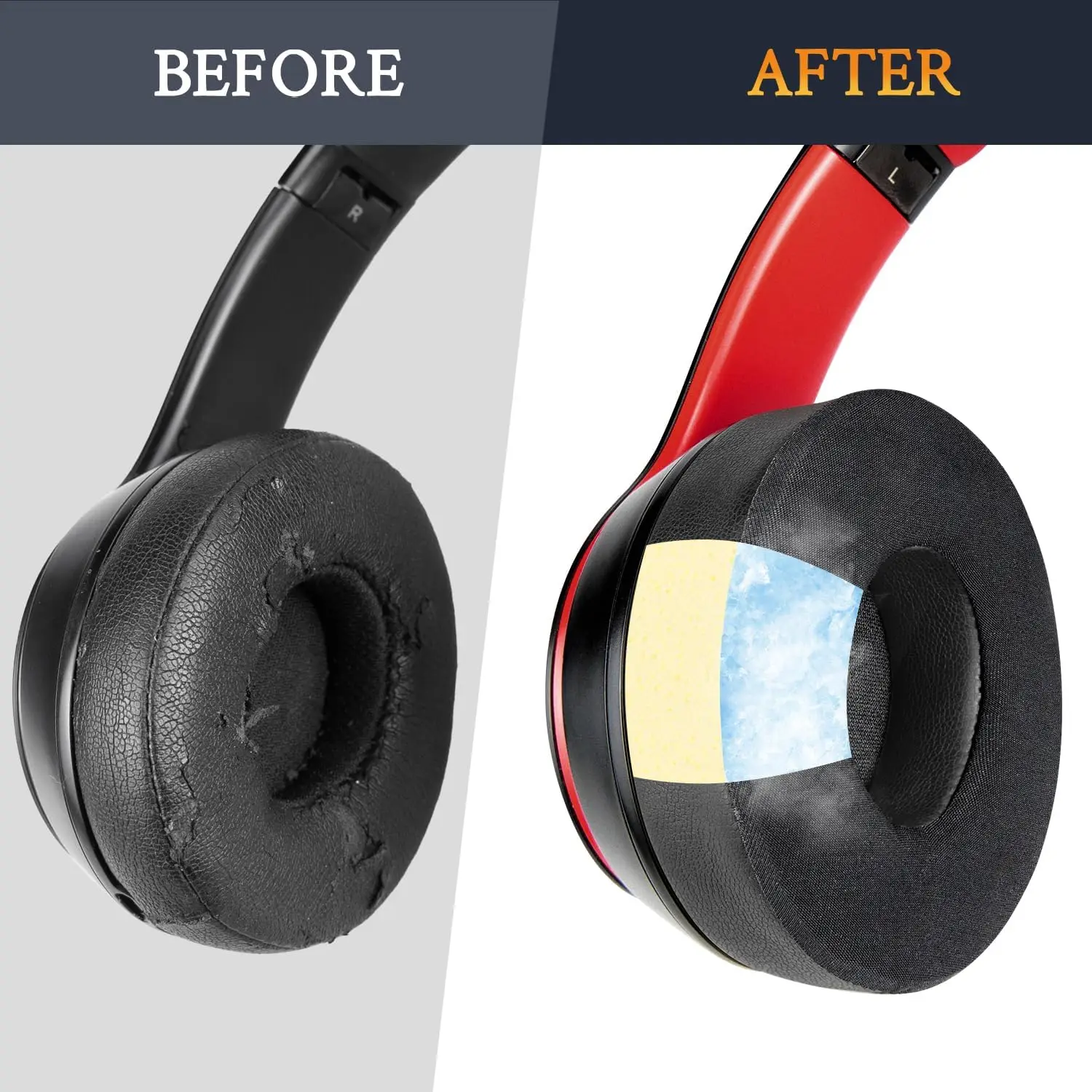 Cooling Gel เปลี่ยนแผ่นรองหูฟังสําหรับ Beats Solo 2 & Solo 3 หูฟังไร้สายบนหู, Solo2 Solo3 หูฟังพร้อม