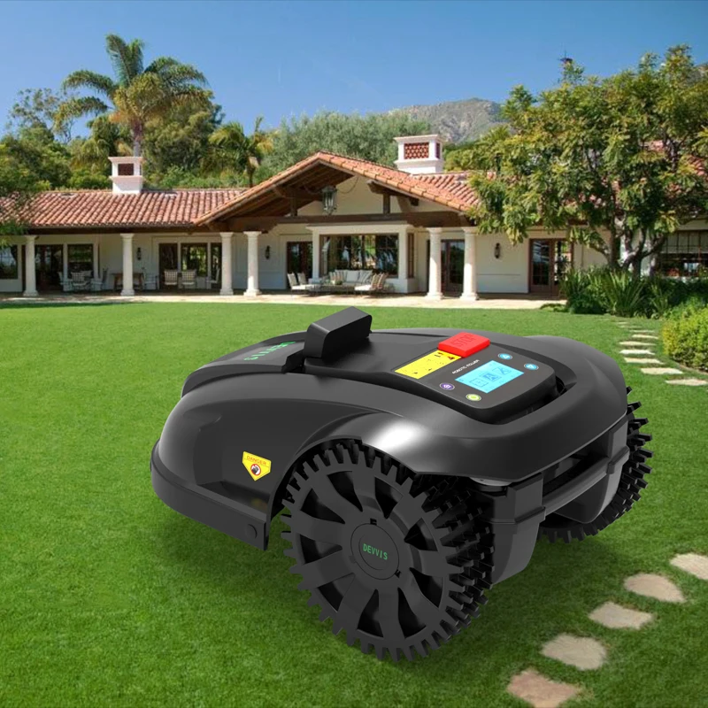 DEVVIS E1800U Ultrasound Robot Lawn Mower - Garden Grass Cutter with 7.8Ah Lithium Battery  3 Hours Runtime 1800 M2 Working Area