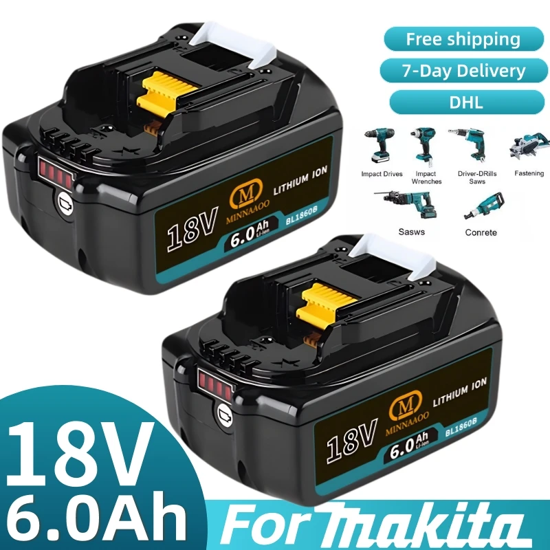 

100% NEW For Makita 18V Battery 6.0Ah Li-ion Replacing BL1830BL1840BL1850BL1860B LXT400 High Performance Battery