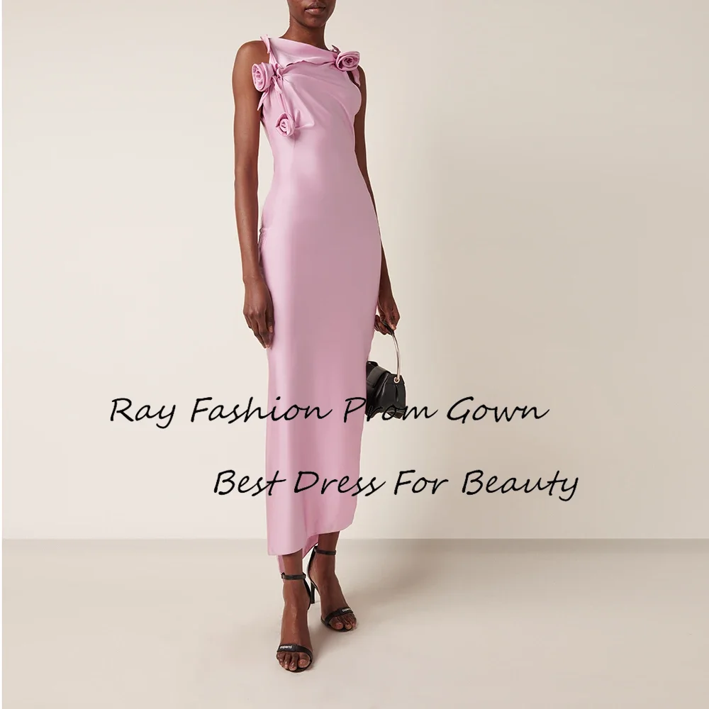 

Ray Fashion Mermaid Evening Dress Boat Neck With Sleeveless Tea Length For Women Formal Occasion فساتين سهرة Saudi Arabia