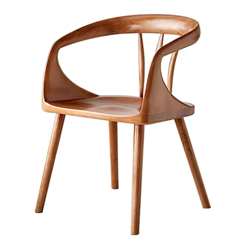 Cadeira de jantar de madeira maciça com encosto do braço, Nordic Home, Modern Minimalista Coffee Chair, Sala e Móveis de Cozinha, Novo