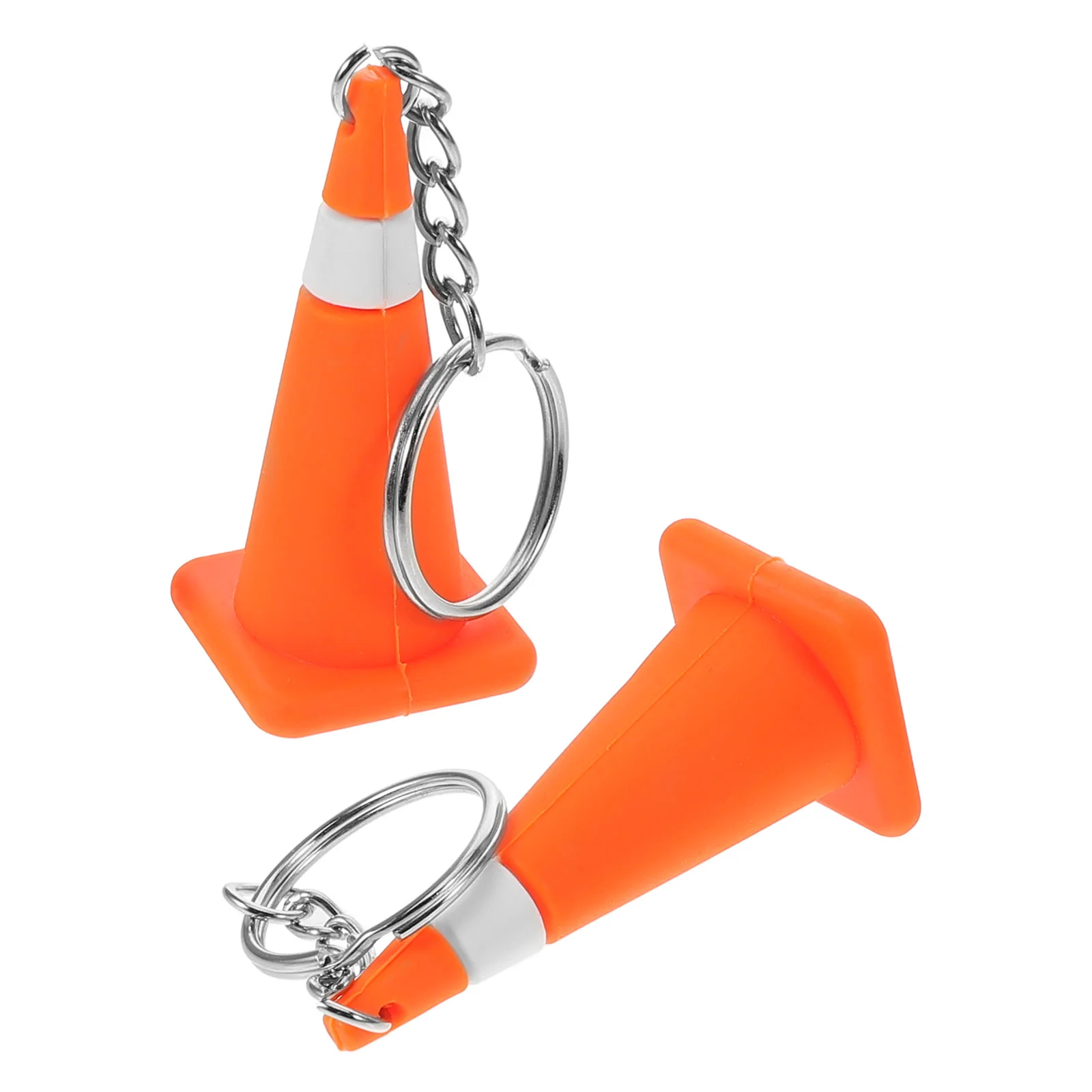 2 Pcs Road Cone Keychain Orange Safety Construction Party Supplies Silica Gel Favors