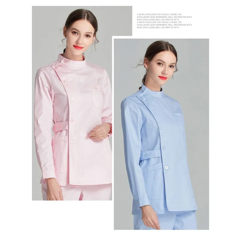 

Blue Long Sleeve Scrubs Top Nurse Uniforms Lab Coat Doctor Uniform for Women Outwear Medical Clothing Beauty Salon workwear