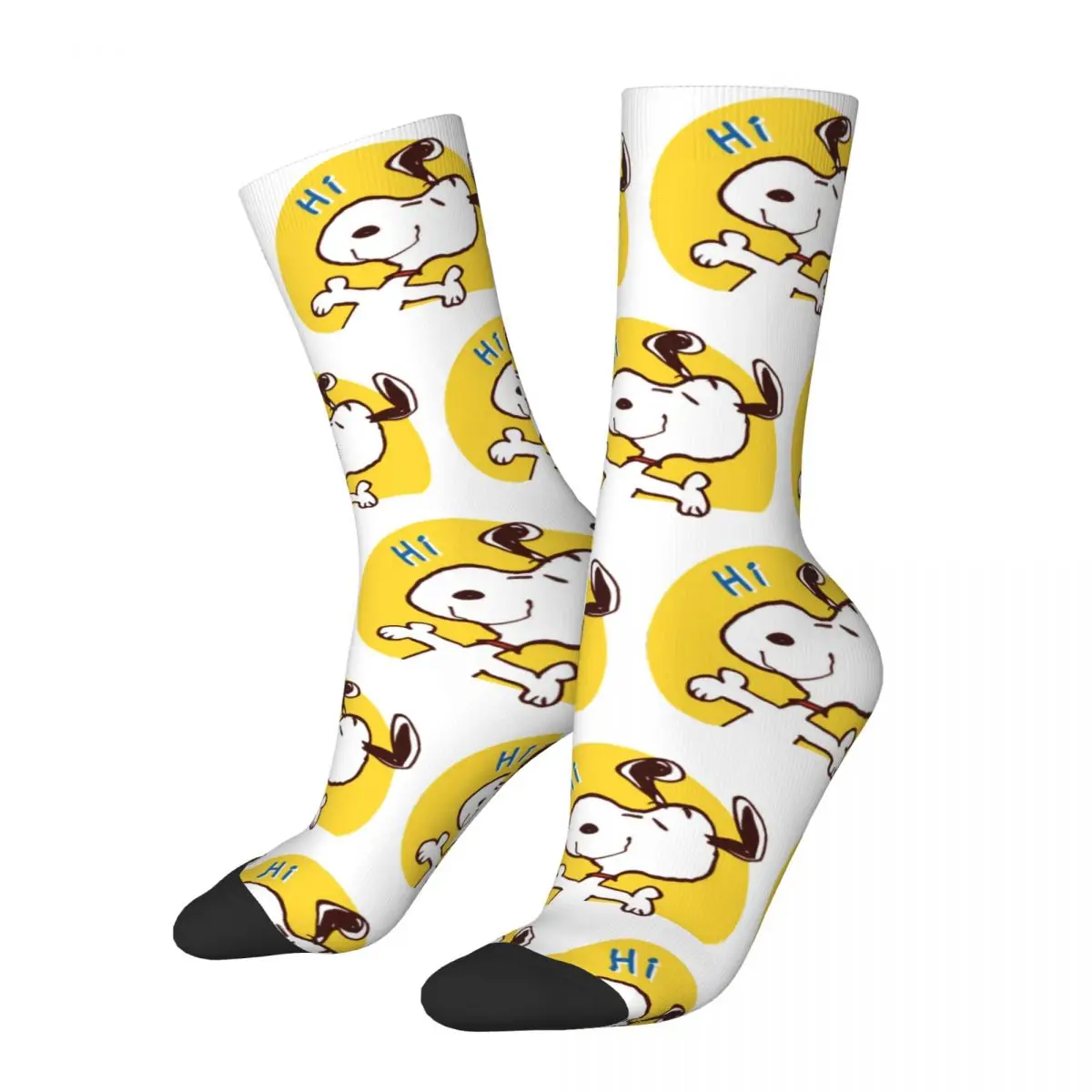 Snoopy Say Hi Cartoon Merch Crew Socks Non-slip Peanuts Comic High Quality Long Socks Soft for Women's Gift Idea