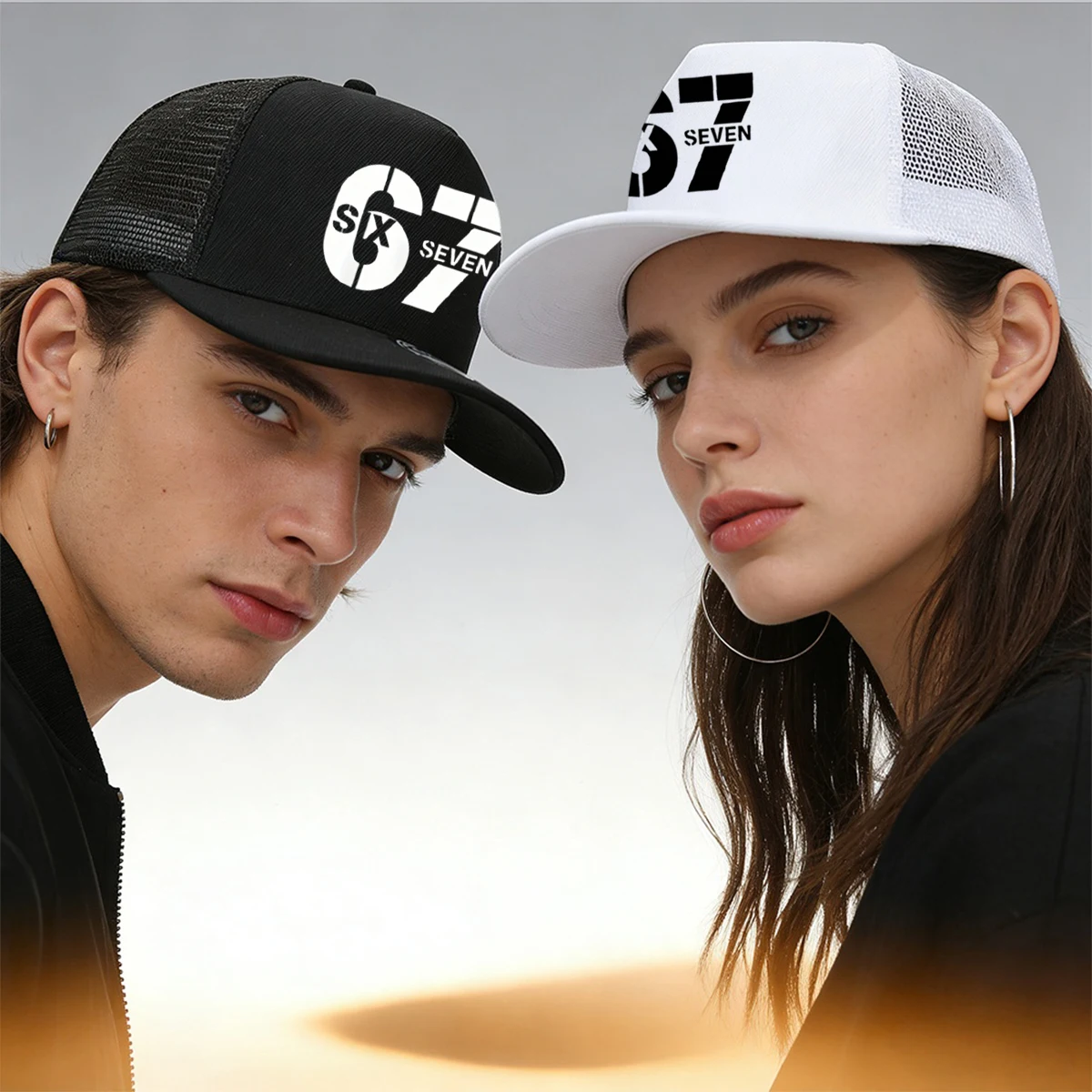Unisex-'67' Logo Print Mesh Baseball Cap, Spring Summer Fashion Slightly Curved Brim Baseball Cap, Adjustable Breathable Hat