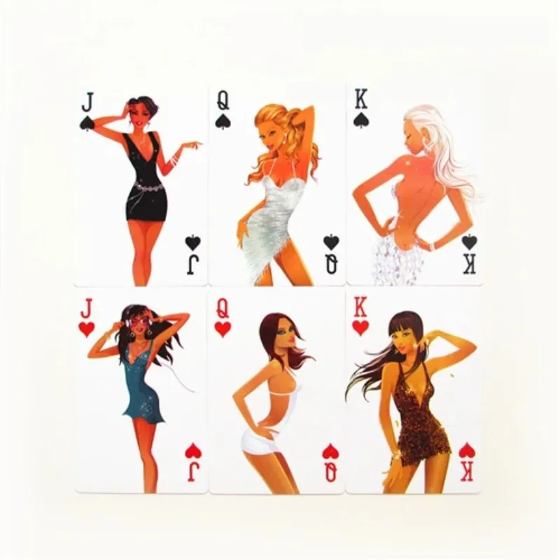 Free shipping plastic pvc poker pretty lady red color waterproof playing cards high quality present pokers