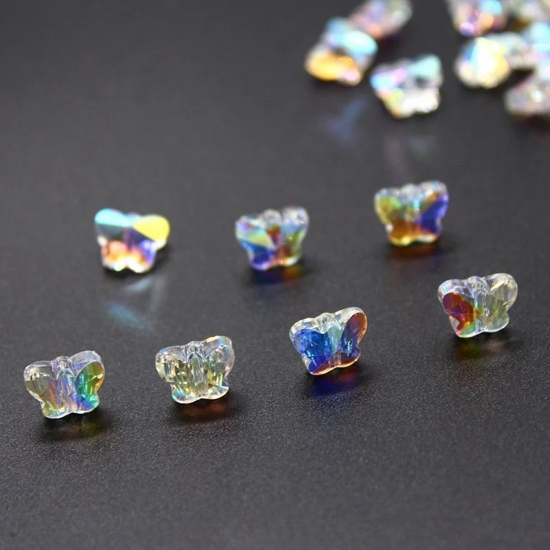 72/84PCS 6/8mm Kristall Schmetterling Perlen für Schmuck Machen AB Farbe Glas Anhänger Perlen Schmuck DIY Armbänder Halskette Ohrringe – Detail 2
