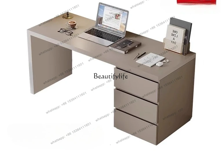 D25Solid wood desk chest integrated student computer desk bedroom household adult writing desk walnut high sense