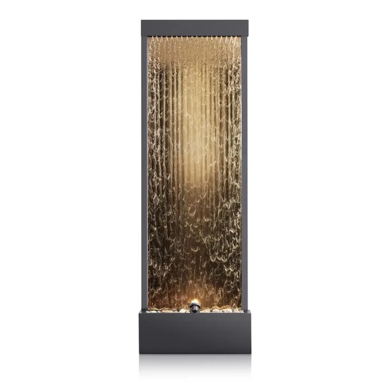 Modern Design Floor Standing 72inch  Height Waterfall fountains with LED light Water Panel Wall Glass Water Feature