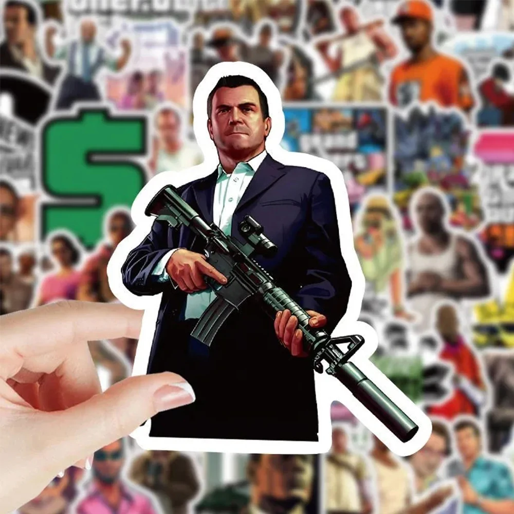 10/30/50pcs Cool Cartoon Stickers GTA Game Grand Theft Auto Decals Decorative Phone Case Laptop Skateboard Waterproof Sticker