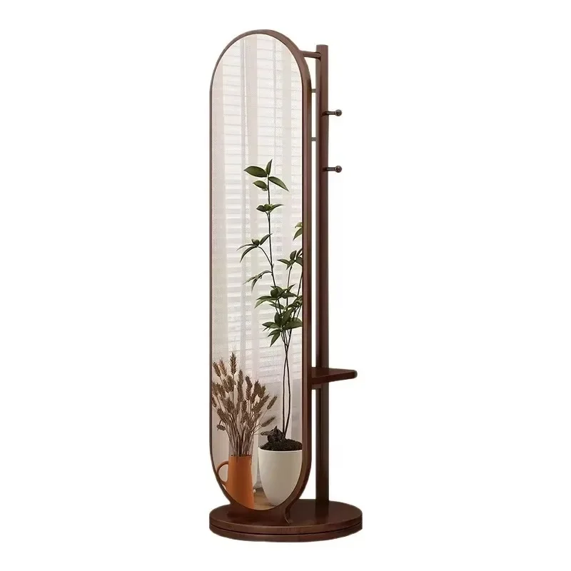 Multifunctional Full-body Mirror Rotatable Mobile Storage With Hanger Integrated Household Bedroom Floor Fitting Mirror