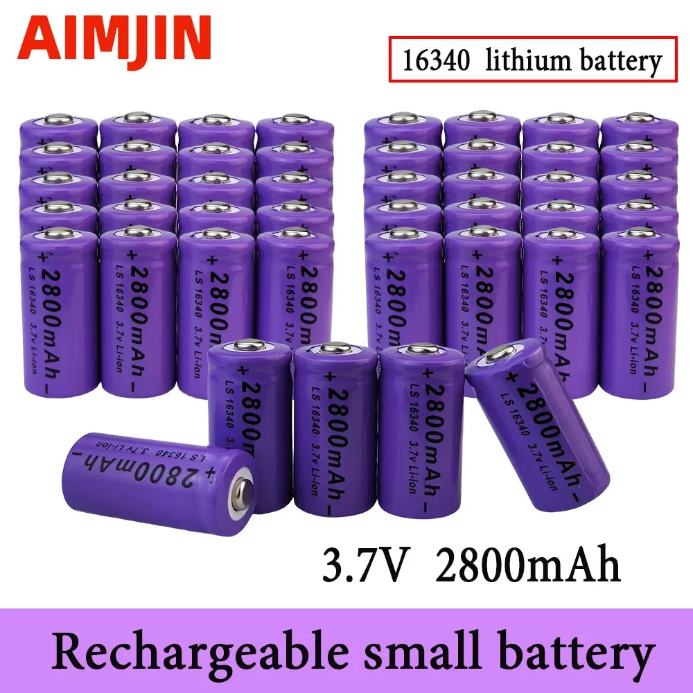 

New High capacity 2800mAh Rechargeable 3.7V Li-ion 16340 Batteries CR123A Battery For LED Flashlight For 16340 CR123A Battery