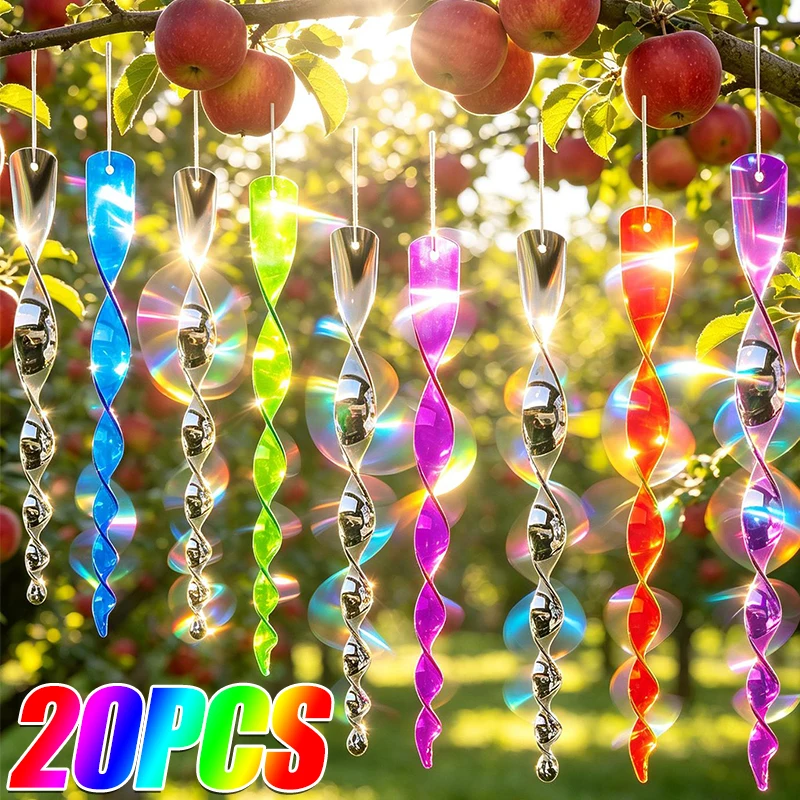 Reflective Bird Repellent Wind Spiral Rotating Rods Hanging Ornaments Balcony Garden Decor Pigeons Birds Scare Repeller Sticks