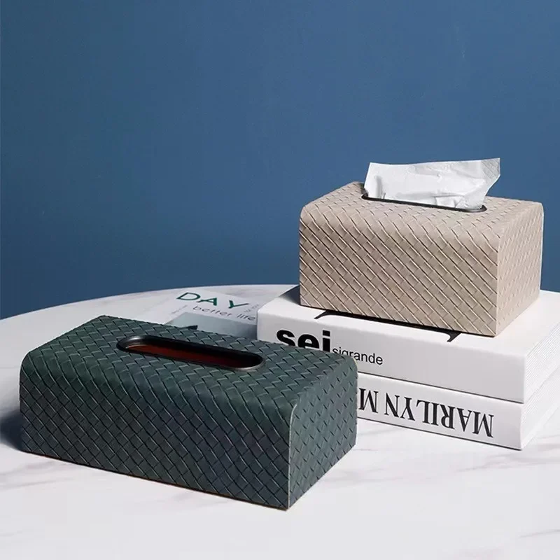 Leather Luxury Tissue Boxes Aesthetic Storage Organizer Napkin Box Multifunctional Napkin Holder Kitchen Boxes Accessories