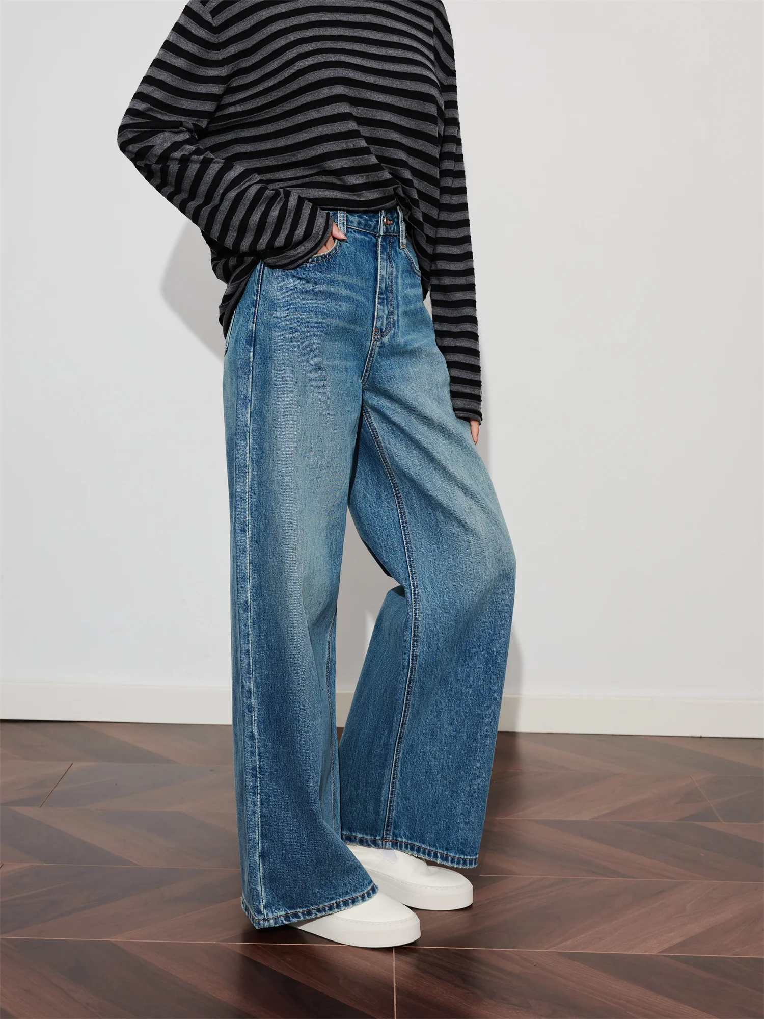 

Классические ретро-джинсы из хлопка с высокой талией, зауженные, с широкими штанинами, женские, модные, осенне-зимние, новинка