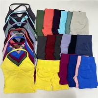 2Pcs Gym Set Women Backless Tank Tops High Waist Scrunch Seamless Shorts Gym Suit Fitness Clothes Activewear Workout Sets