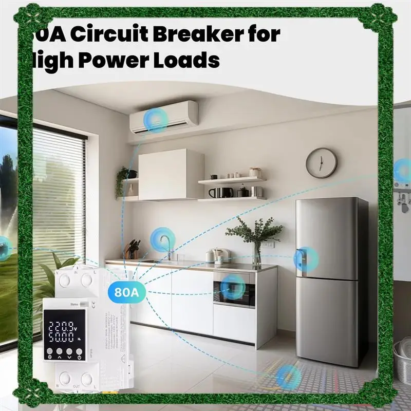 Consegna in 24 ore Tuya Wifi Smart Circuit Breaker 80A-Alarm Soglia Set Monitor elettrico V0 Ritardante ignifugo Controllo APP