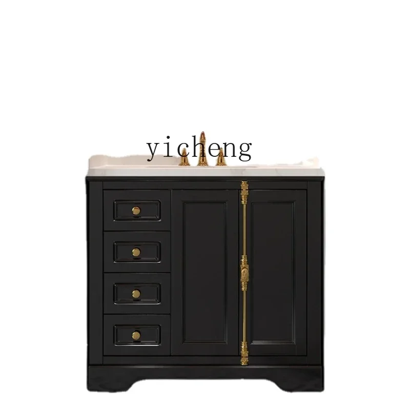 Solid Wood Bathroom Cabinet Combination Floor Type Washbasin Custom Wash Basin Washstand
