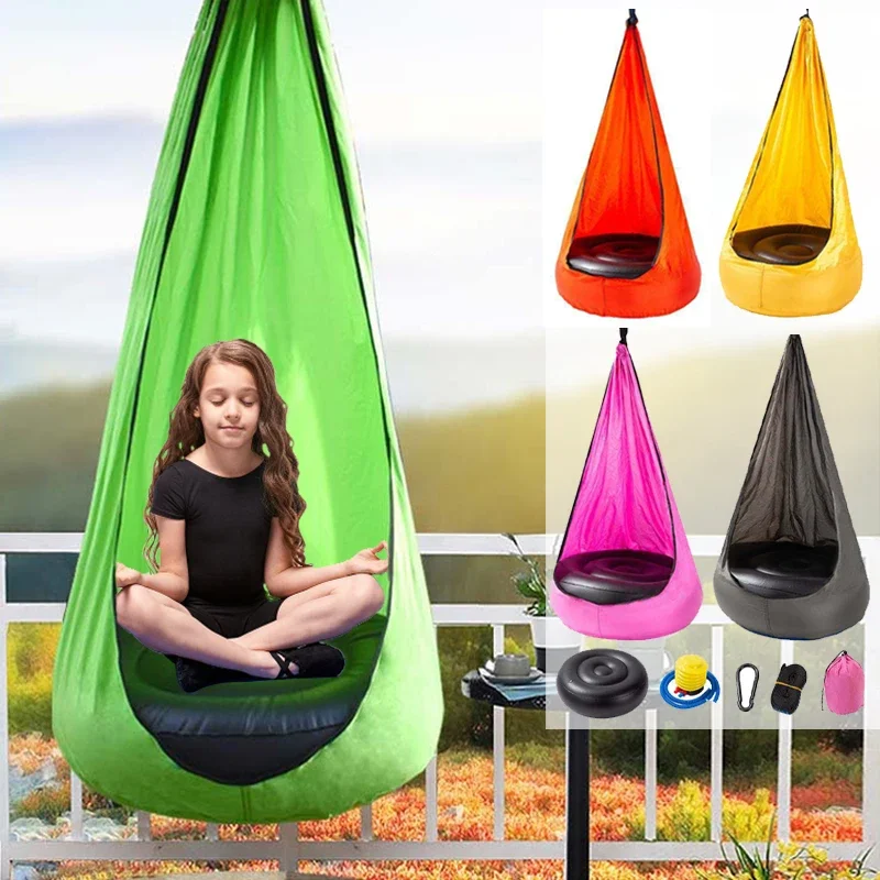 Children's Hanging Chair Portable Parachute Swing Bed Indoor Courtyard Creative Design with Inflatable Cushion Hanging Chair